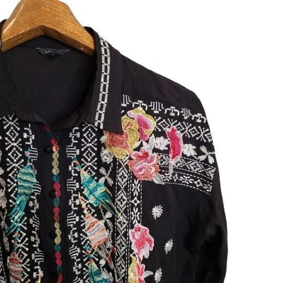Floryday Black Embroidered Multi Colored‎ Tunic Size Small - Picture 2 of 11